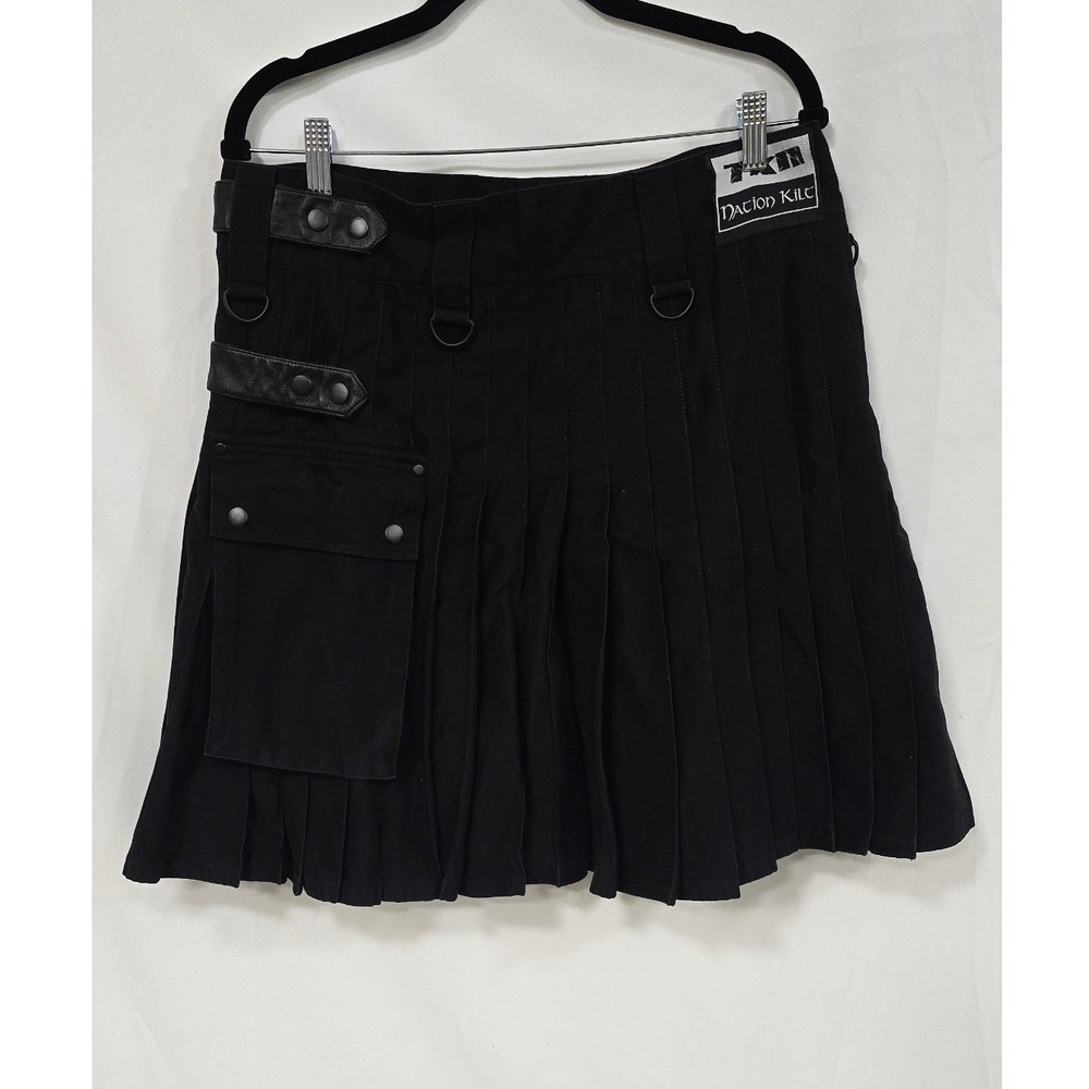 The Kilted Nation men 40 black utility kilt Scottish wedding cargo tactical
